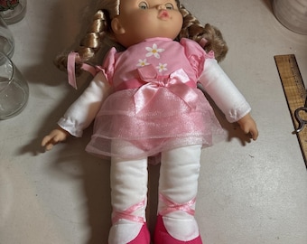 Vtg 1991 Cititoy Doll Blonde Hair Blue Eyes Pigtails Ballerina Cloth Body 16" v2