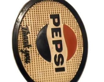 Pepsi Dankeschön-Barmatte Schwarz Rot Beige Gummi Oval Andere Werbungen
