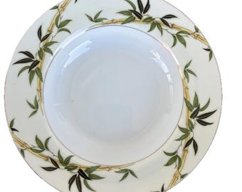 lot of 5 Vintage Kent Bali Hai Porcelain China Soup Bowls Bamboo Design 8 1/2"