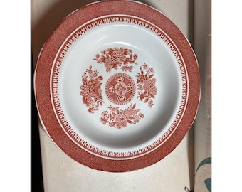 Copeland Spode New Stone Fitzhugh Red Pattern Soup Bowls Lot Of 4 vs10