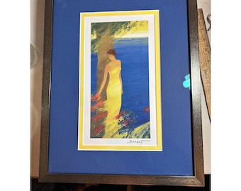 Emile Bellet En Mediterranee  Framed Seriolithograph , Signed, no coa 14 x 17 kv