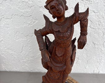 Wood Carving Asian God see flawed 18”  see pics a187