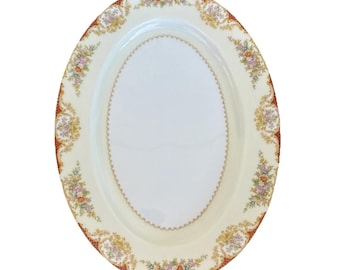 Noritake  Floral Gold Trim Oval serving Platter Made in japan 11.75 x 8.75 vs16