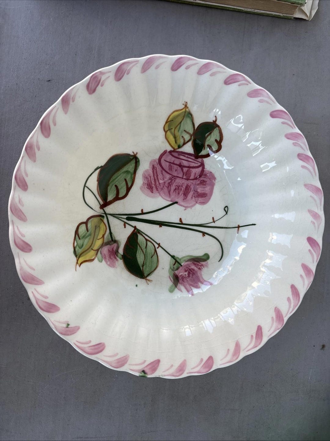 Blue Ridge Pattern Floral Southern Potteries Blue Ridge Floral Design Hand Painted 10” Vegetable ...