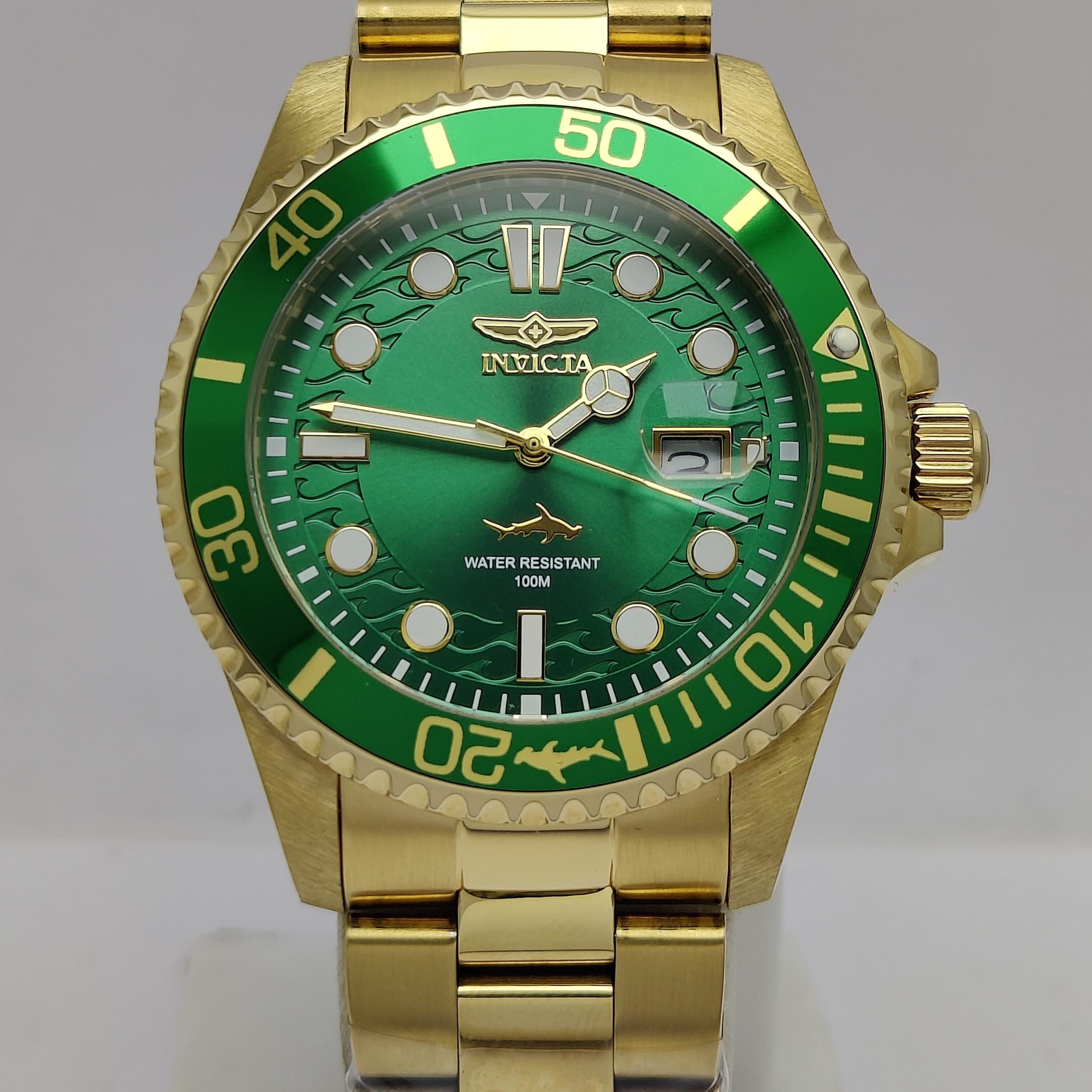 INVICTA PRO DIVER 30027 Gold & Green 43 Mm All Stainless Steel