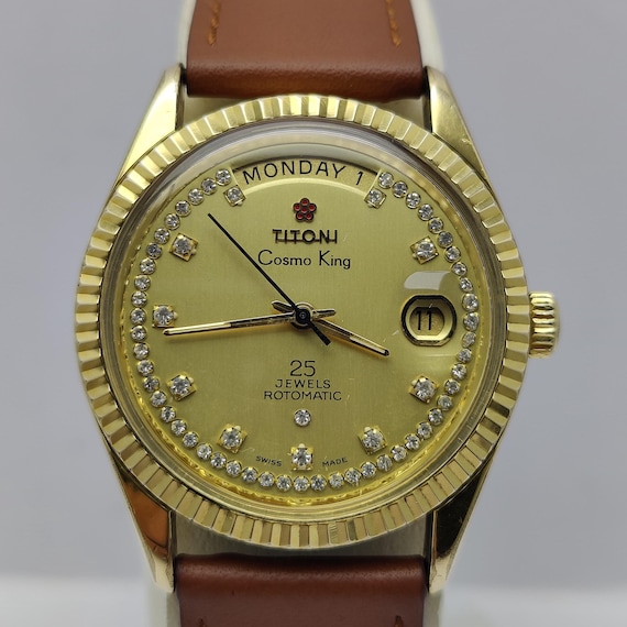 TITONI Cosmo King President 25 Jewels Rotomatic Swiss Made Gold