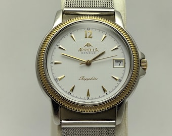 APPELLA GENEVE SAPPHIRE Szwajcarski zegarek męski z białą tarczą, 35 mm, wykonany w stylu vintage. Nr ref. 317