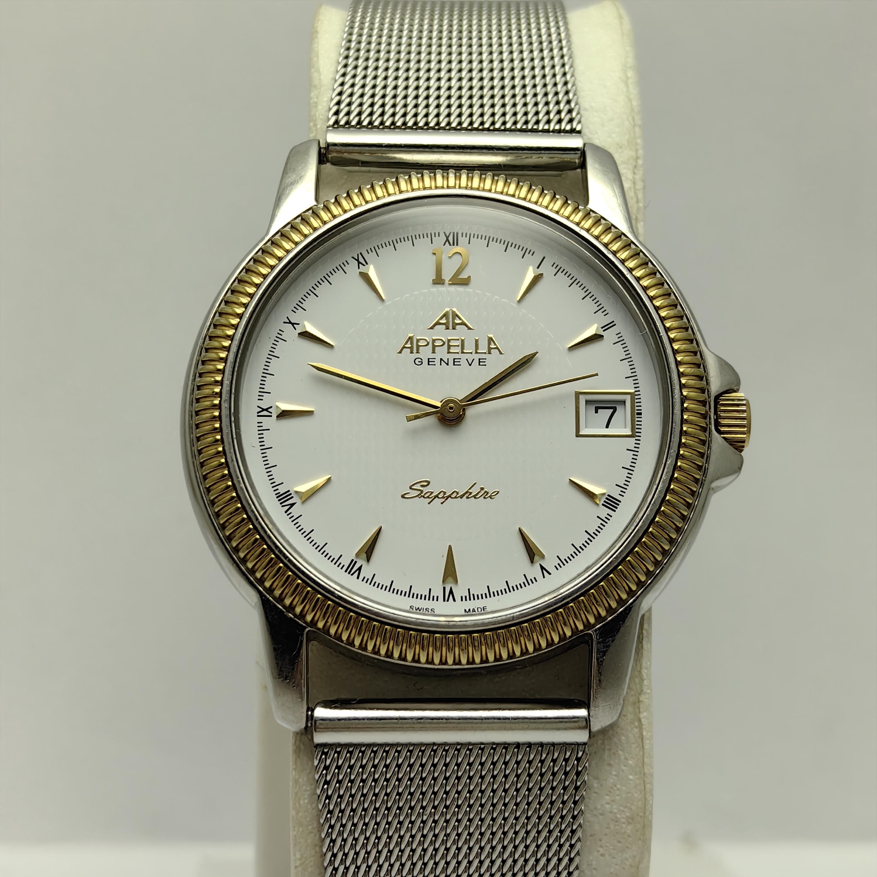 APPELLA GENEVE SAPPHIRE Swiss Made Ref No. 317 White Dial 35 Mm