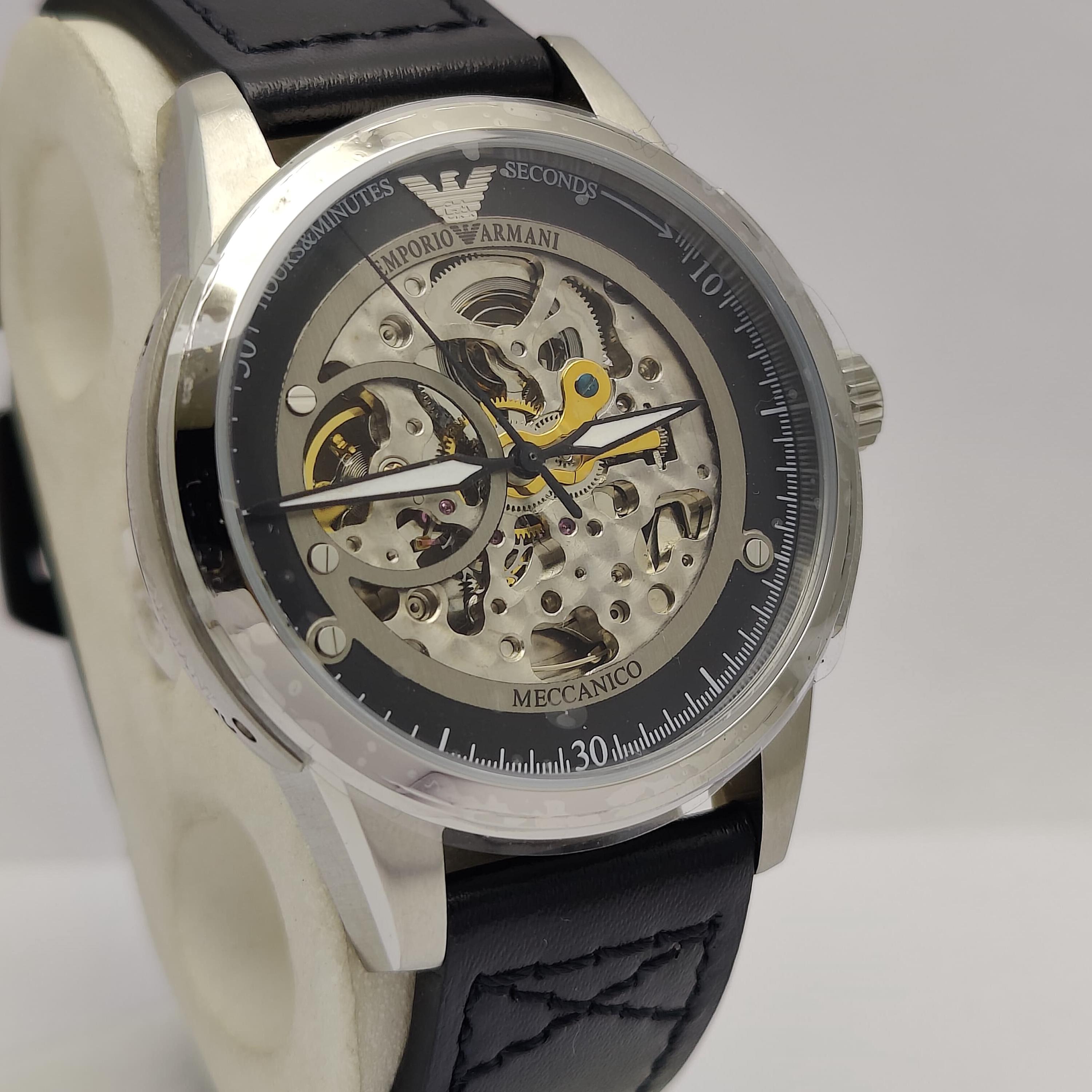 EMPORIO ARMANI MECCANICO AR4625 Skeleton Black Automatic Solid