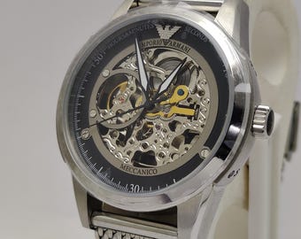 Emporio Armani Meccanico 自動巻き時計 EMPORIO ARMANI Skeleton Automatic MECCANICO AR4625 Solid Steel