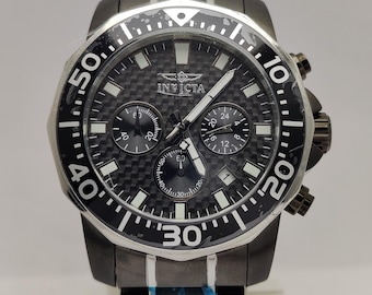 INVICTA PRO DIVER Chronograph & 24 Hour Black Mosaic Pattern Dial