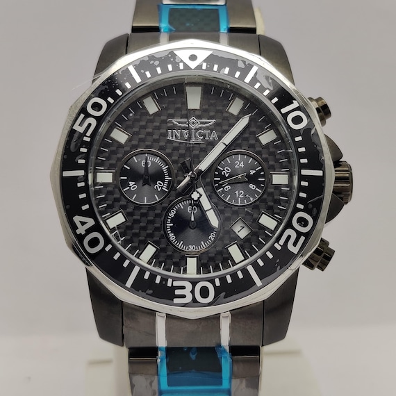 INVICTA PRO DIVER Chronograph & 24 Hour Black Mosaic Pattern Dial