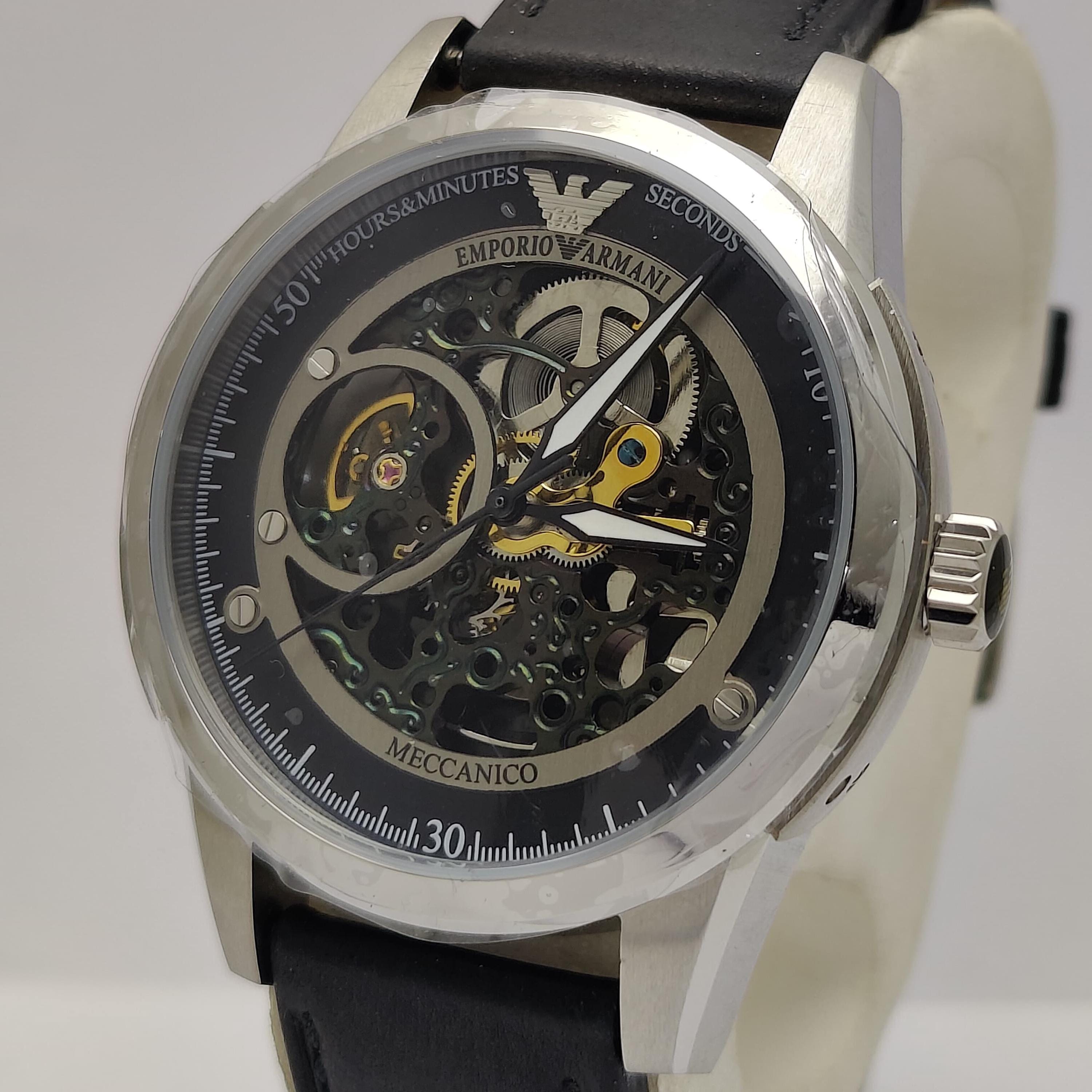 EMPORIO ARMANI Skeleton Black Automatic MECCANICO AR4625 Solid