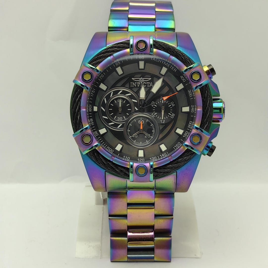 洋楽 Blacknotes Rainbow INVICTA BOLT Multicolor 57 Mm Chronograph 25521 Rare Men's Watch