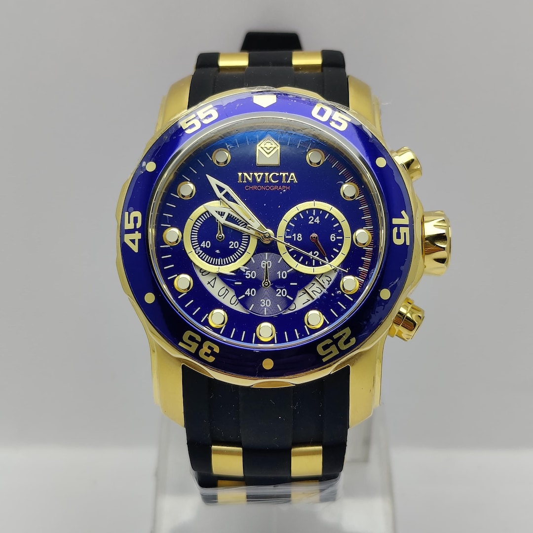 INVICTA PRO DIVER Scuba 6983 Gold & Blue Chronograph Men's Watch - Etsy