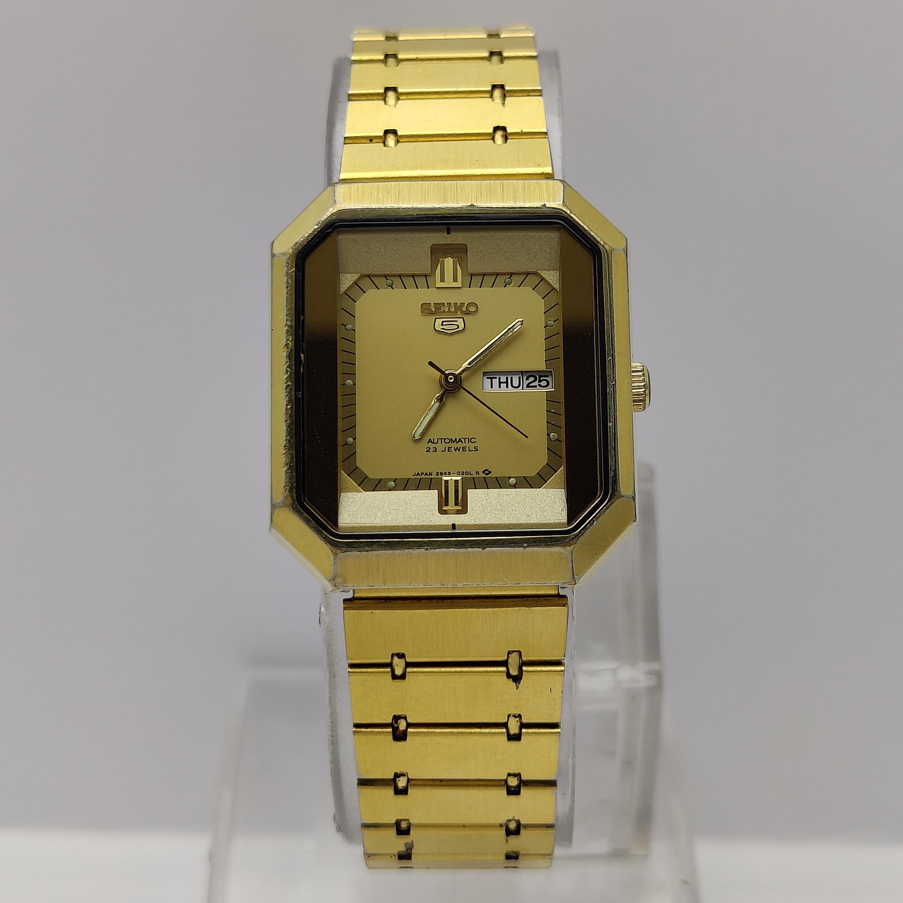 Vintage Seiko 5 Automatic 23 Jewels 2949-020L All Gold Day & Date