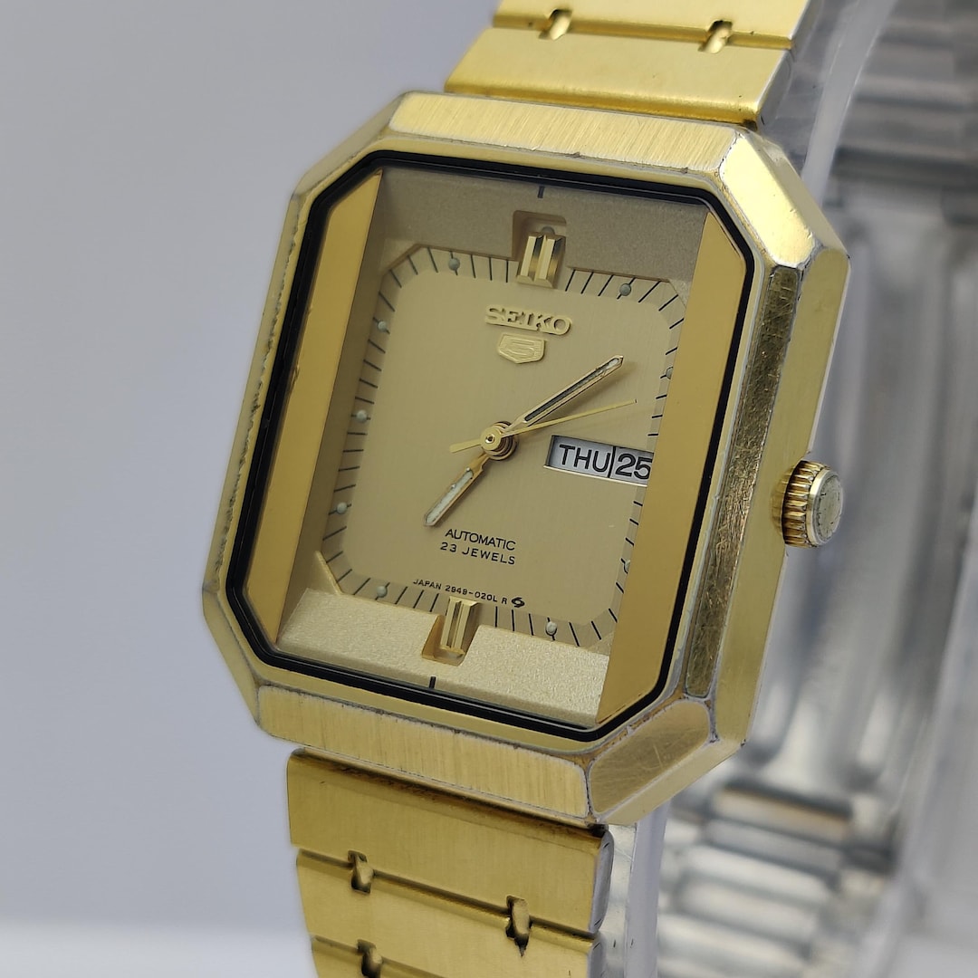Vintage Seiko 5 Automatic 23 Jewels 2949-020L All Gold Day & Date