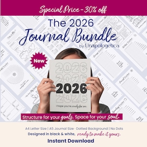 2026 Journal Bundle - Digital Planner with Habit and Reading Trackers, A4-A5 Inserts (Printable PDF)