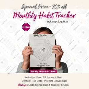 Habit Tracker | Goal Tracker | 30 day Activity Tracker | Monthly Habit | Productivity & Self Care | Digital Journal Page | Reading Tracker