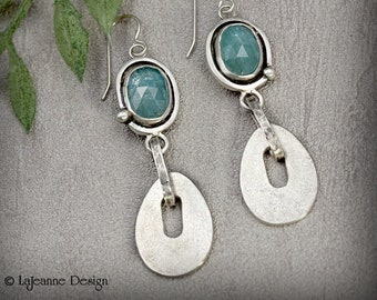 Pale Blue Kyanite Sterling Silver Statement Earrings, Handmade Jewelry
