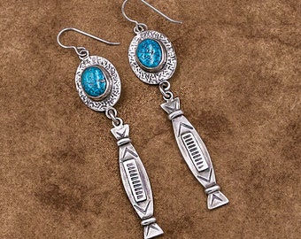 Turquoise Dangle Earrings Sterling Silver, Drop Dangle Earrings, Handmade Jewelry