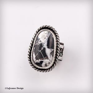 White Buffalo Ring, Size 6-1/2, Sterling Silver, Gemstone Ring for Women, Boho Ring, Western Ring, Rare Stone, Handmade Jewelry Gift