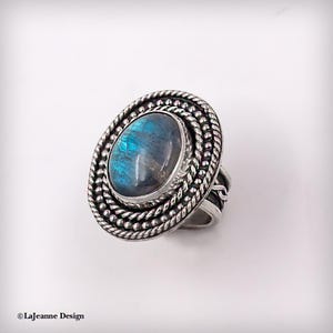Labradorite Ring, Size 7-1/4, Sterling Silver, Gemstone Ring for Women, Boho jewelry