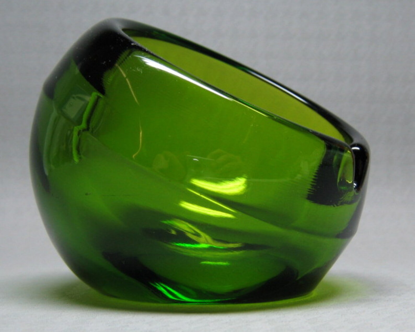 Vintage VIKING glass ashtray green tilt slant mid century Etsy