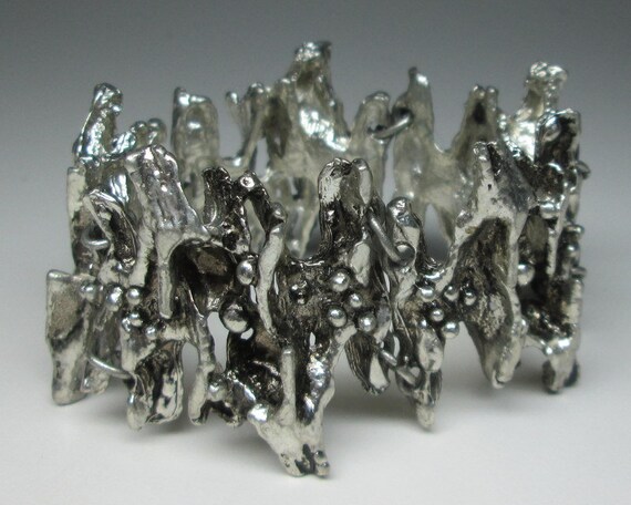 Brutalist pewter bracelet , not marked Mid centur