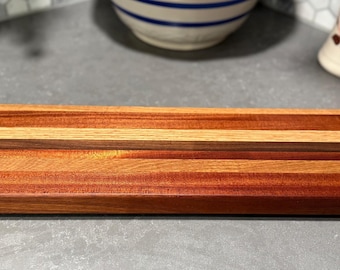 Handcrafted Wood Serving Board with Handles | Multi-Wood Charcuterie Tray | Rustic Modern Kitchen Gift | SweetH2ODesign