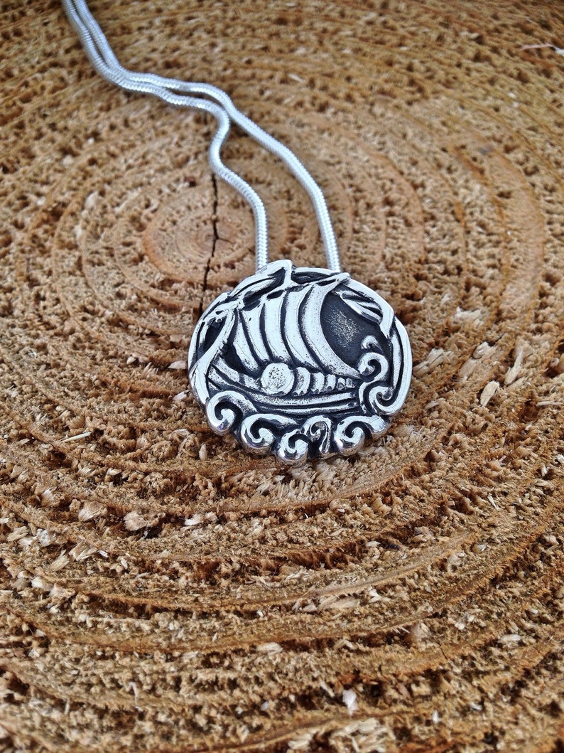 Viking Ship Pendant Sterling Silver / viking jewelry Celtic Etsy