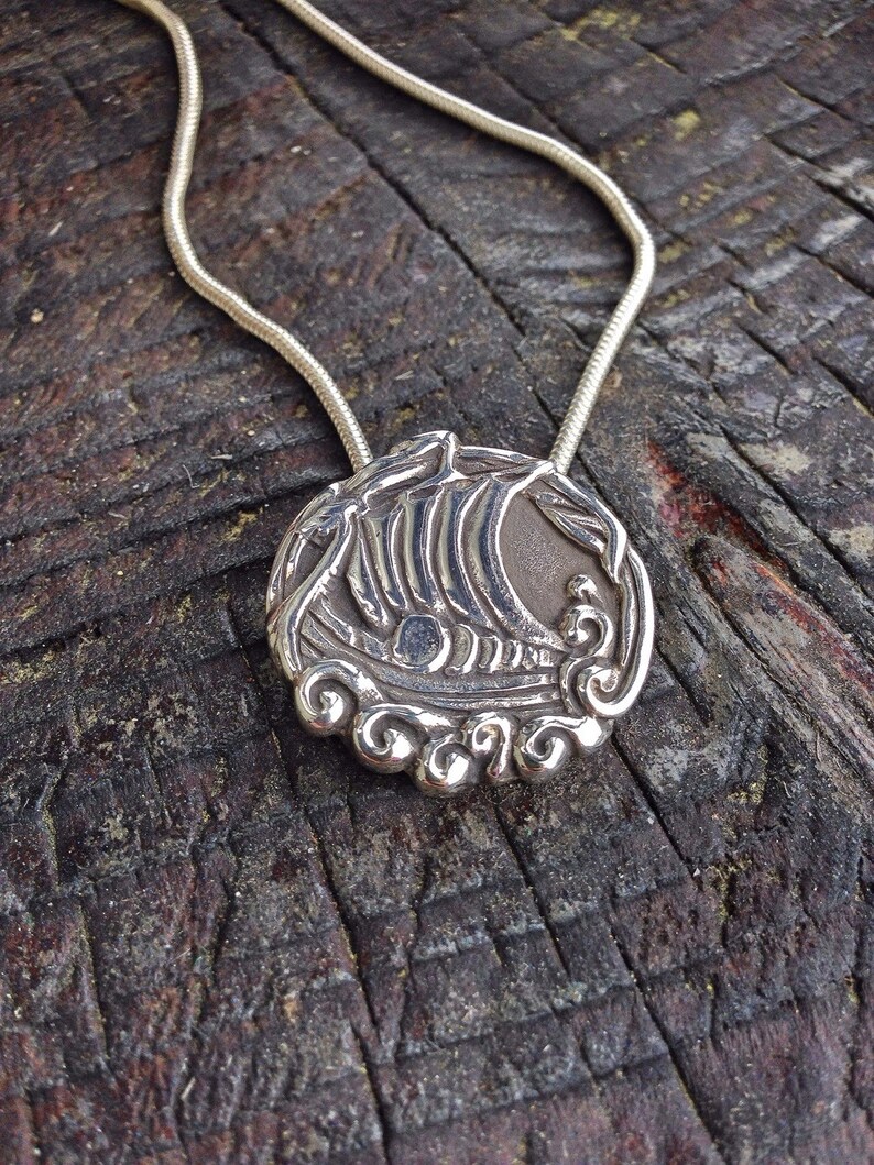 Viking Ship Pendant Sterling Silver / viking jewelry Celtic Etsy