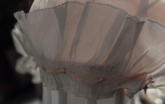 Antique Victorian Baby Bonnet Stiff Silk Organza … - image 5