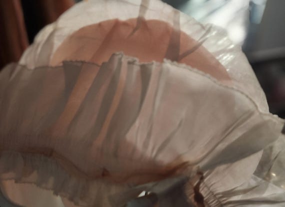 Antique Victorian Baby Bonnet Stiff Silk Organza … - image 6