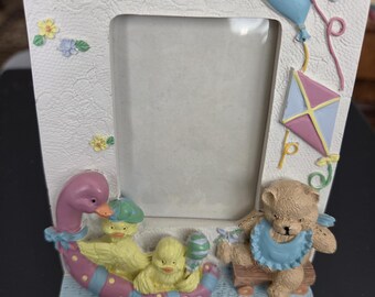 Vintage 1992 Holson Tetter Totter bears figurine ceramic picture frame