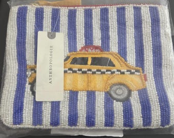 NWT Anthropologie Taxi Beaded Pouch/ Bag- City Edition In New York
