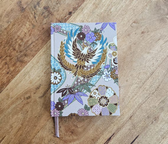 Handmade A5 Journal Hardcover - (Phoenix Purple) – 180 Pages, 120gsm FSC Paper, Japanese printed Cotton, Lined/Dotted/Blank