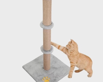 Extra Tall Cat Scratching Post | Handmade Sisal Scratcher, Modern Cat Furniture