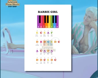 Barbie Girl Piano Tutorial | Beginner Letter Notes, Color Coded, Finger Numbers (PDF, MP3)