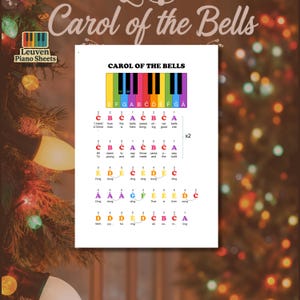 Carol of the Bells Piano Guide | Color-Coded Notes, Finger Numbers (PDF MP3 MP4) image 1