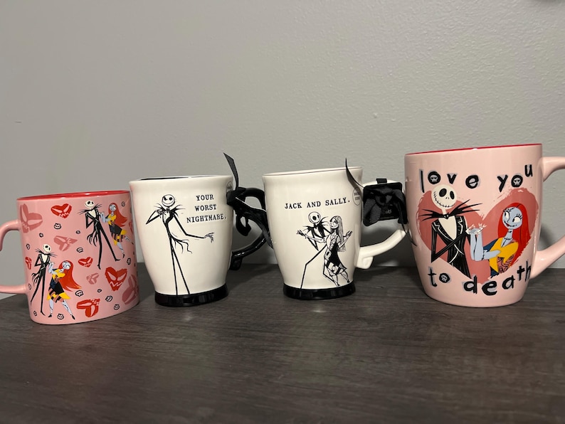 Love You to death mug/ Tim Burton mug/ ceramic coffee mug jack & Sally image 1