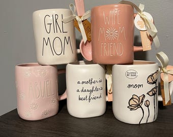 Rae Dunn [Word] Mug | Farmhouse Coffee Mug | Gift for Mom | Cute Aesthetic Mug | Pink Ceramic Cup