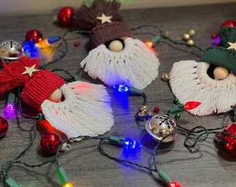 Boho Macrame Christmas Gnome Ornament – Handmade Scandinavian Decor