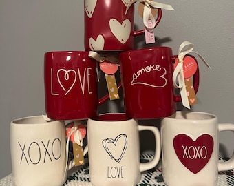 Rae Dunn Valentine's Coffee Mug | Love and XOXO, Red and White