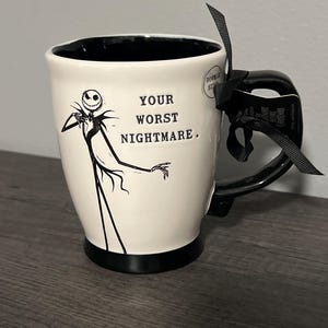 Love You to death mug/ Tim Burton mug/ ceramic coffee mug jack & Sally your worst nightmare