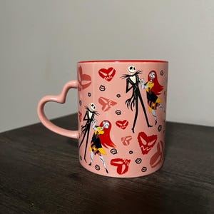 Love You to death mug/ Tim Burton mug/ ceramic coffee mug jack & Sally hearts