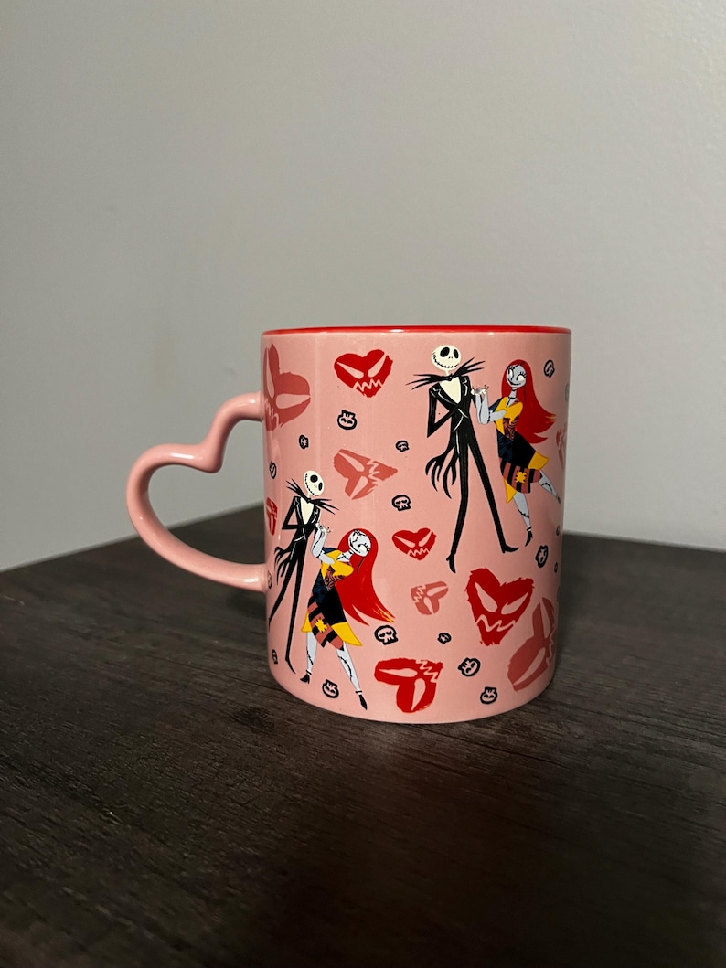 Love You to death mug/ Tim Burton mug/ ceramic coffee mug jack & Sally hearts