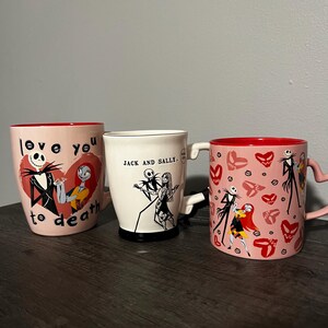 Love You to death mug/ Tim Burton mug/ ceramic coffee mug jack & Sally image 2