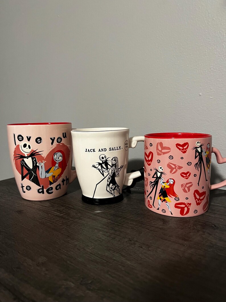 Love You to death mug/ Tim Burton mug/ ceramic coffee mug jack & Sally image 2