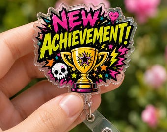 New Achievement Funny Dungeon Crawler Carl Inspired Badge Reel - DCC Lover Badge Reel - Princess Donut Mongo Retractable ID Holder